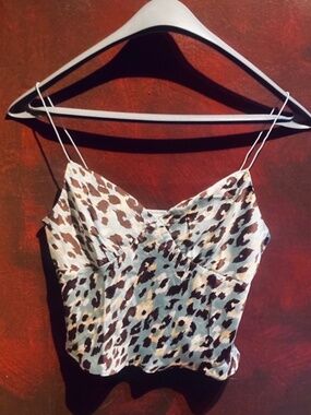Timing Cheetah Print Polyester Silk Crop Top
